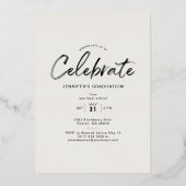 Moderne groene diploma-uitnodiging met folie & gra uitnodiging (Achterkant)