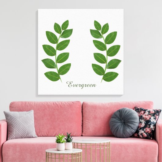 Moderne Groene e Bay-bladeren Canvas Afdruk (Insitu (Woonkamer))