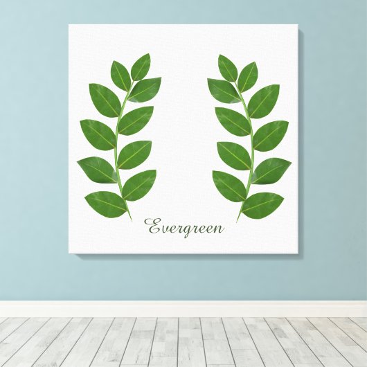 Moderne Groene e Bay-bladeren Canvas Afdruk (Insitu (Houten vloer))