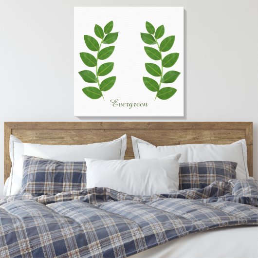 Moderne Groene e Bay-bladeren Canvas Afdruk (Insitu (Slaapkamer))