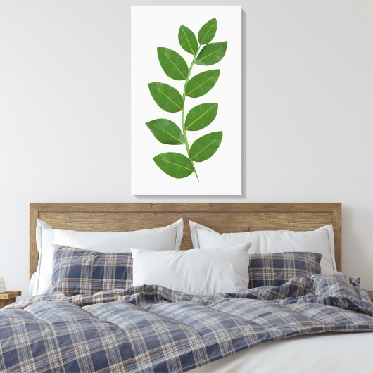 Moderne Groene e Bay-bladeren Canvas Afdruk (Insitu (Slaapkamer))