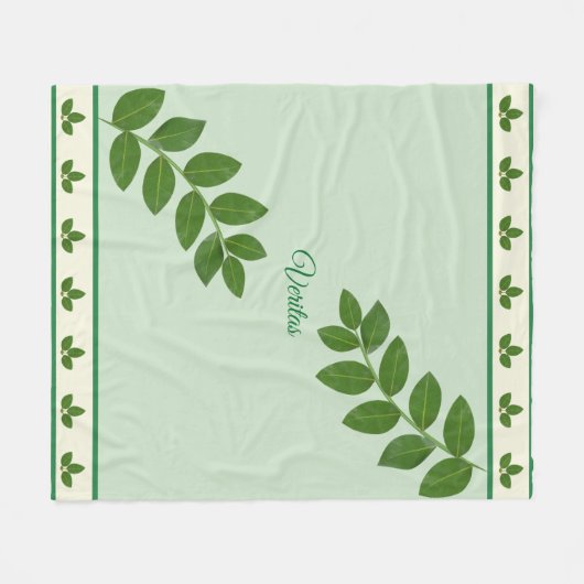 Moderne Groene e Bay-bladeren Fleece Deken (Voorkant (Horizontaal))