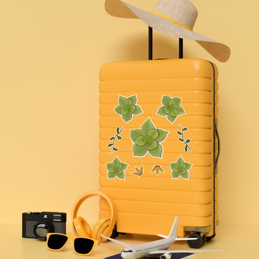 Moderne groene Echeveria met de hand getrokken suc Sticker