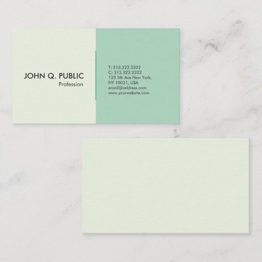 Moderne, groene, eenvoudige elegant visitekaartje (Voorkant / Achterkant)
