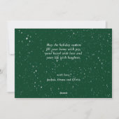 Moderne groene Elegant Gold Script JOY Snow-bedekk Feestdagenkaart (Achterkant)