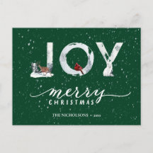 Moderne groene elegant Script JOY White Snow Overl