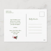 Moderne groene elegant Script JOY White Snow Overl Feestdagenkaart (Achterkant)