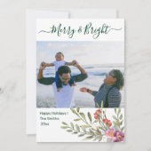 Moderne groene elegant Script Waterverf Floral Feestdagenkaart (Voorkant)