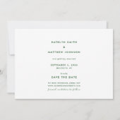 Moderne Groene Elegante Script Aangepaste Kalender Save The Date (Achterkant)