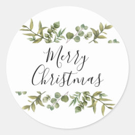 Moderne groene elegante script Kerstmis Ronde Sticker
