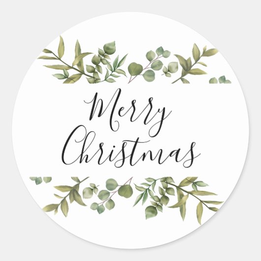 Moderne groene elegante script Kerstmis Ronde Sticker (Voorkant)