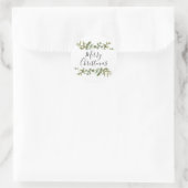 Moderne groene elegante scriptuur Prettig kerstfee Ronde Sticker (Tas)