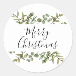 Moderne groene elegante scriptuur Prettig kerstfee Ronde Sticker