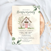 Moderne Groene en Beige Waterverf Housewarming Kaart