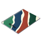 Moderne groene en blauwe rode gestreepte monogram  notitieboek (Linkerzijde)