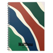 Moderne groene en blauwe rode gestreepte monogram  notitieboek (Voorkant)