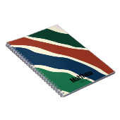 Moderne groene en blauwe rode gestreepte monogramm notitieboek (Rechterzijde)