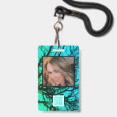 Moderne groene en blauwe rustieke kam stafbadge badge (Achterkant met lanyard)