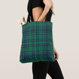 Moderne groene en blauwe tartan geruite patroon tote bag