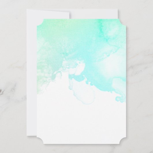 Moderne Groene en Blauwe Waterverf Eenvoudige brui Kaart (Achterkant)