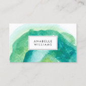 Moderne groene en Blauwgroen Waterverf Visitekaartje (Voorkant)