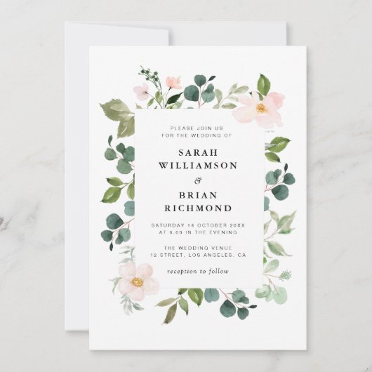 moderne groene en bloedige bruiloft kaart (Voorkant)