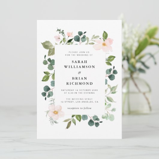 moderne groene en bloedige bruiloft kaart (Staand voorkant)