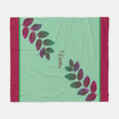 Moderne groene en Bourgognige Planten bladeren Fleece Deken (Voorkant (Horizontaal))