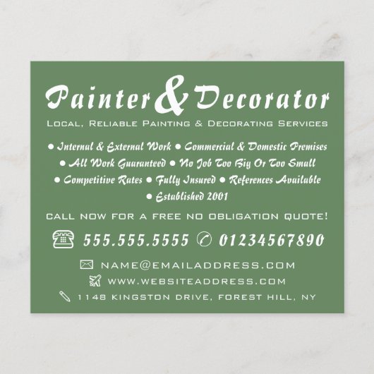 Moderne groene en bruine schilder en decorator flyer (Voorkant)