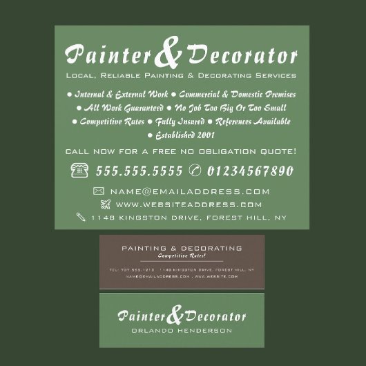 Moderne groene en bruine schilder en decorator flyer