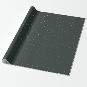 Moderne groene en faux gouden Polka Dot Kerstmis Cadeaupapier