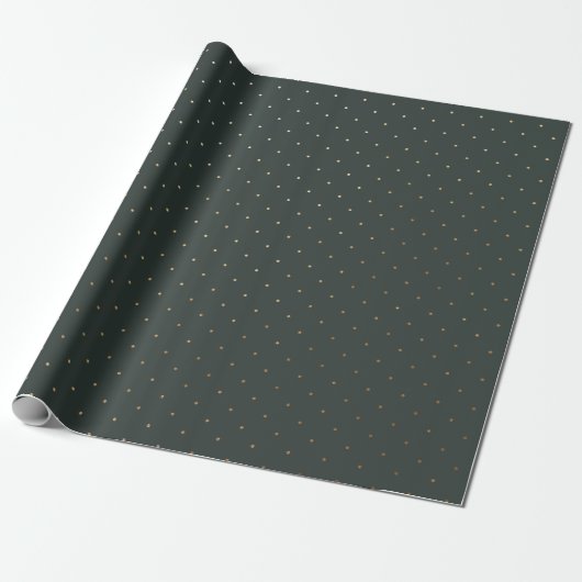 Moderne groene en faux gouden Polka Dot Kerstmis Cadeaupapier (Uitgerold)
