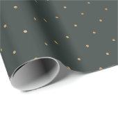 Moderne groene en faux gouden Polka Dot Kerstmis Cadeaupapier (Rol Hoek)