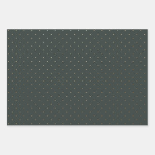 Moderne groene en faux gouden Polka Dot Kerstmis Inpakpapier Vel