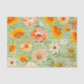 Moderne groene en gele bloemmotief decoupage tissuepapier (Voorkant)
