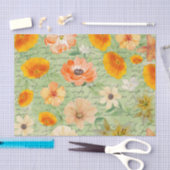 Moderne groene en gele bloemmotief decoupage tissuepapier (Craft)