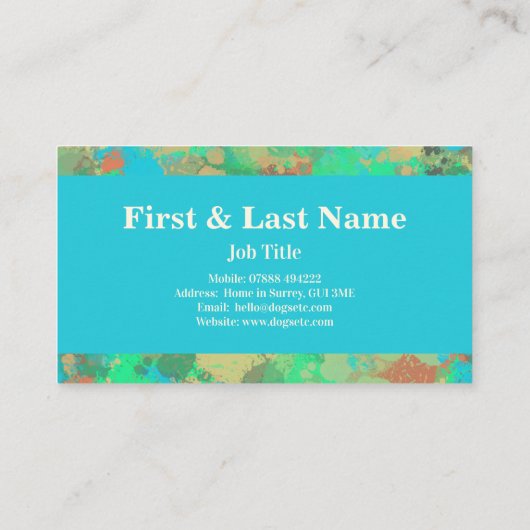 Moderne groene en gele druppels Abstract ontwerp Visitekaartje (Achterkant)