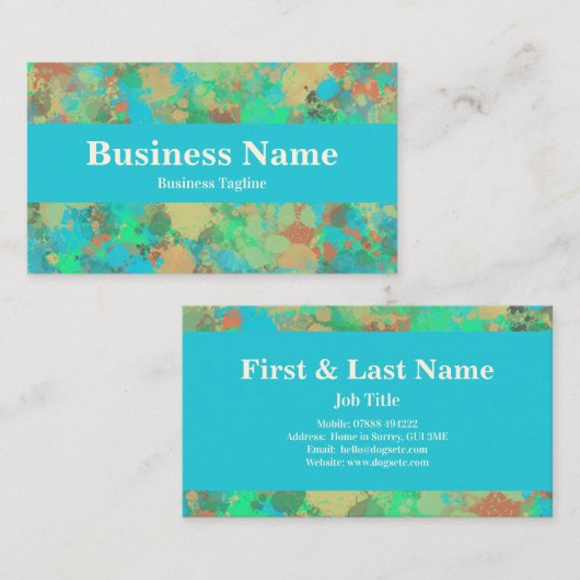 Moderne groene en gele druppels Abstract ontwerp Visitekaartje (Voorkant / Achterkant)