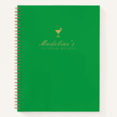 Moderne Groene en Gouden Blank Cocktail Recept Boe Notitieboek (Voorkant)