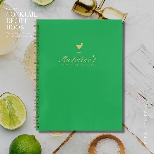 Moderne Groene en Gouden Blank Cocktail Recept Boe Notitieboek