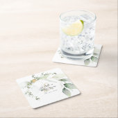 Moderne groene en gouden eucalyptus kartonnen onderzetters (Insitu)