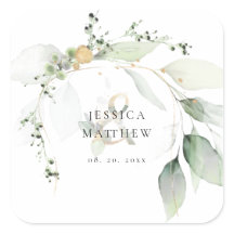 Moderne groene en gouden eucalyptusSticker