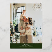 Moderne groene en gouden folie foto kerst Kaart (Achterkant)