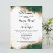 Moderne Groene en Gouden Islamitische Moslim Bruil Kaart (Staand voorkant)