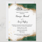 Moderne Groene en Gouden Islamitische Moslim Bruil Kaart (Voorkant)