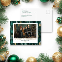 Moderne groene en gouden kerstboom Kerstkaart