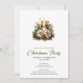 Moderne groene en gouden kerstkaars viering kaart (Voorkant)