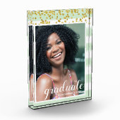 Moderne groene en gouden striped Afstuderen fotobl Fotoblokken (Links)