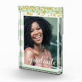 Moderne groene en gouden striped Afstuderen fotobl Fotoblokken (Rechts)