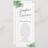 Moderne groene en gouden tropische palmbladrand programmakaart (Voorkant / Achterkant)